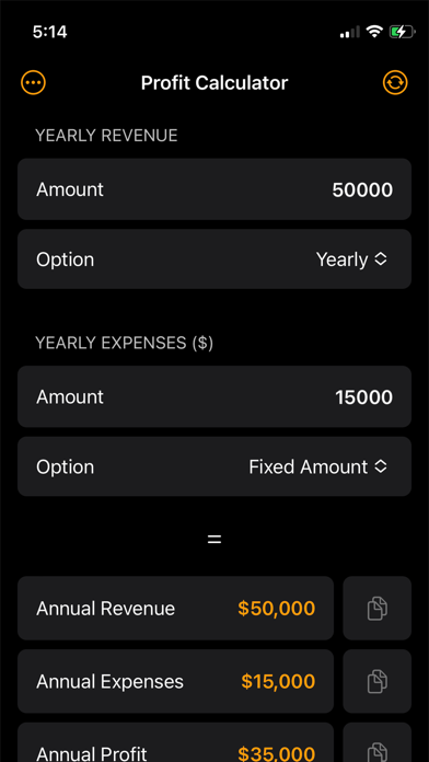 Business valuation estimate based on financial inputs
